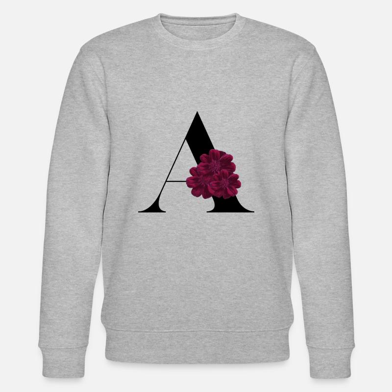 lettre A fleuris - Sweat bio CHANGER Stanley/Stella Unisexe - gris chiné