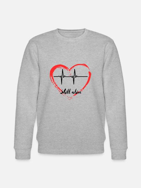 Heartbeat Heart Life Still Alive Pulse Heart Love - Stanley/Stella CHANGER Unisex Organic Sweatshirt - heather grey
