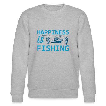 Fishing is Happiness - Stanley/Stella Unisex Bio-Sweatshirt CHANGER  - Grau meliert - Vorne - Nik (191cm) & Marisol (170cm)