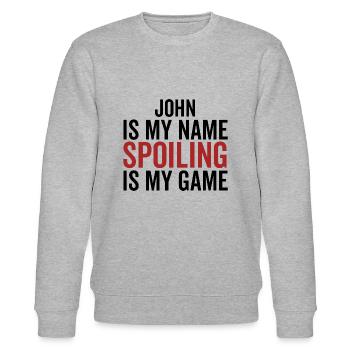 John is My Name Spoiling ist mein Spiel - Stanley/Stella Unisex Bio-Sweatshirt CHANGER  - Grau meliert - Vorne - Nik (191cm) & Marisol (170cm)