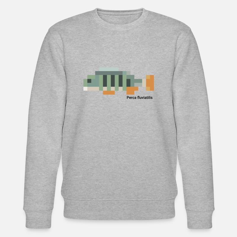 Perche - Perca fluviatilis pixélisée - Sweat bio CHANGER Stanley/Stella Unisexe - gris chiné