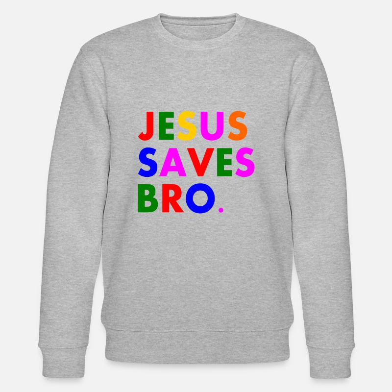 Jesus saves bro - Stanley/Stella Unisex Bio-Sweatshirt CHANGER  - Grau meliert