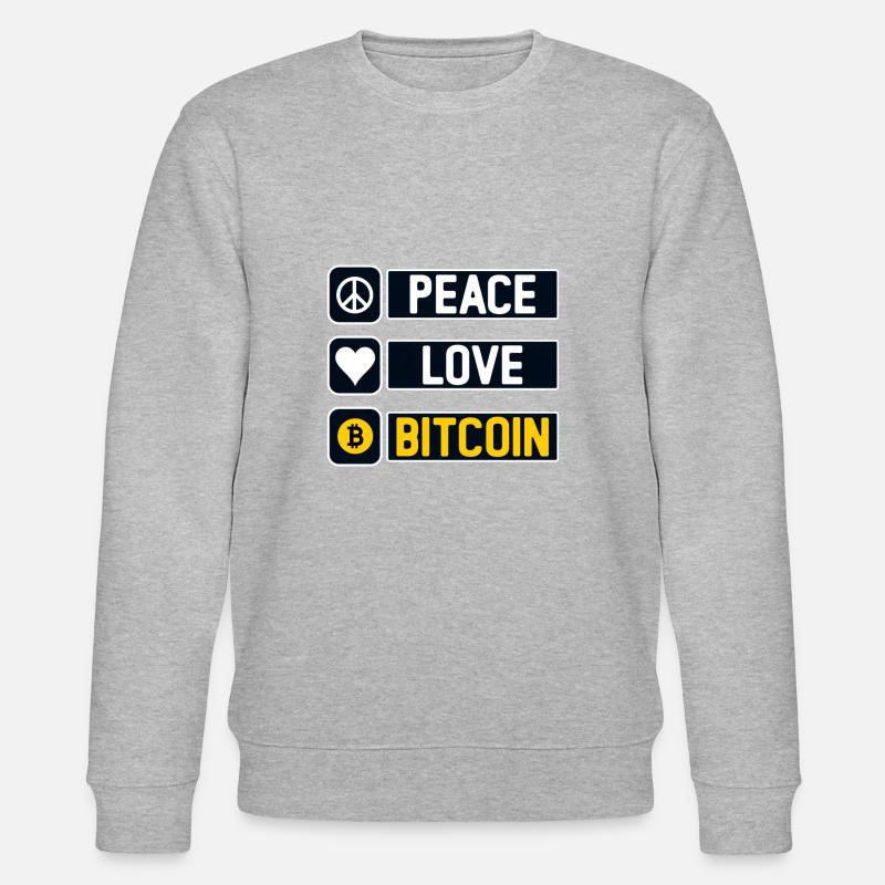 Frieden Liebe Bitcoin - Stanley/Stella Unisex Bio-Sweatshirt CHANGER  - Grau meliert