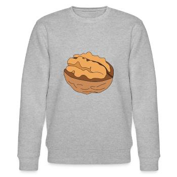 Walnuss Illustration Geschenkidee Nussliebhaber - Stanley/Stella Unisex Bio-Sweatshirt CHANGER  - Grau meliert - Vorne - Nik (191cm) & Marisol (170cm)