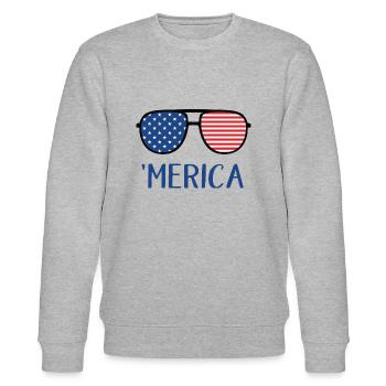 4. Juli Amerika - Stanley/Stella Unisex Bio-Sweatshirt CHANGER  - Grau meliert - Vorne - Nik (191cm) & Marisol (170cm)