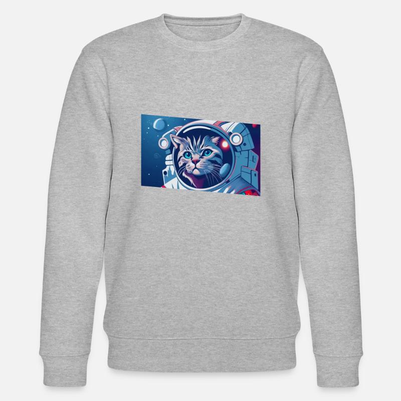 Chat astronaute dans l’espace - Sweat bio CHANGER Stanley/Stella Unisexe - gris chiné