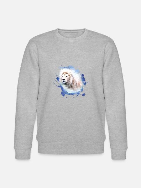 lion,lion's head,graffiti,blue,white lion,graffiti - Stanley/Stella CHANGER Unisex Organic Sweatshirt - heather grey