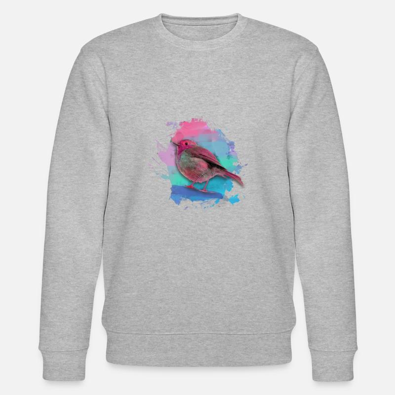 rotkehlchen,vogel,bunt,aquarell,malerei - Stanley/Stella Unisex Bio-Sweatshirt CHANGER  - Grau meliert