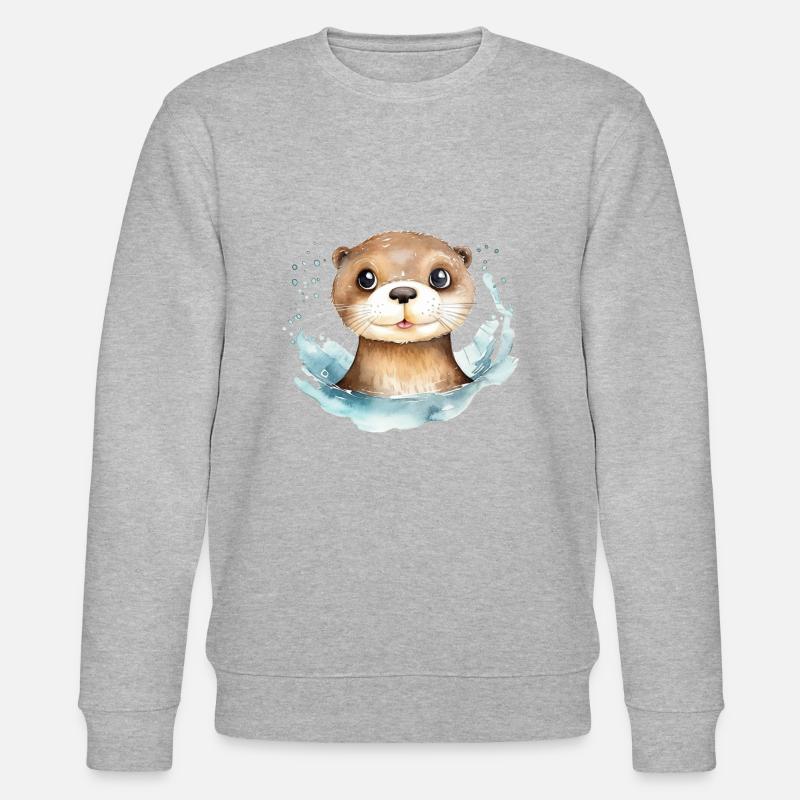 Dessin à l’aquarelle de loutre - Sweat bio CHANGER Stanley/Stella Unisexe - gris chiné