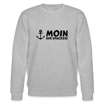moin ihr spacken - Stanley/Stella Unisex Bio-Sweatshirt CHANGER  - Grau meliert - Vorne - Nik (191cm) & Marisol (170cm)