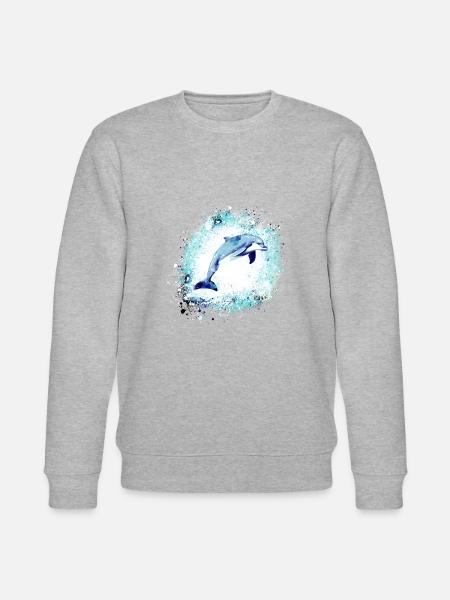 Dolphin, graffiti, painting,blue,fish, - Stanley/Stella CHANGER Unisex Organic Sweatshirt - heather grey