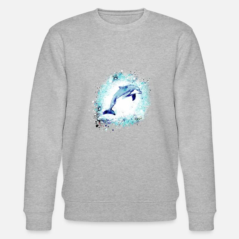 Dolphin, graffiti, painting,blue,fish, - Stanley/Stella CHANGER Unisex Organic Sweatshirt - heather grey