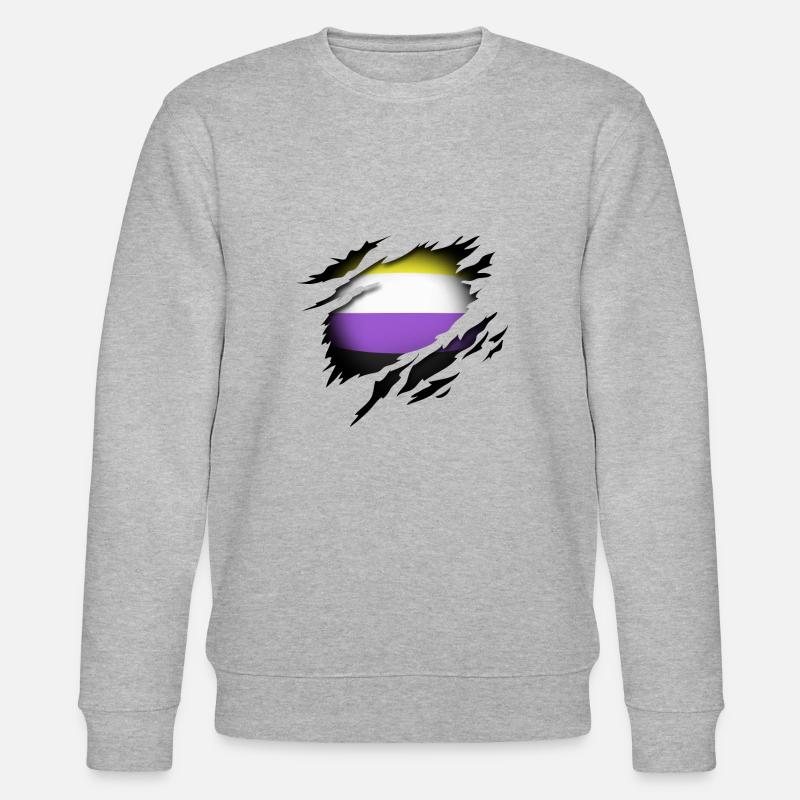 Non Binary Pride im Herzen - Stanley/Stella Unisex Bio-Sweatshirt CHANGER  - Grau meliert