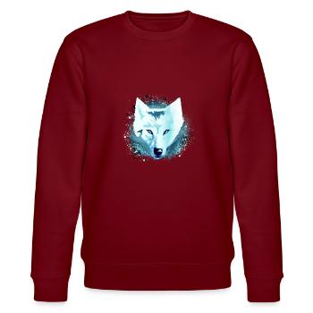 wolf,blau,hund, husky,Hund, malerei,graffiti - Stanley/Stella Unisex Bio-Sweatshirt CHANGER  - Burgunderrot - Vorne - Nik (191cm) & Marisol (170cm)