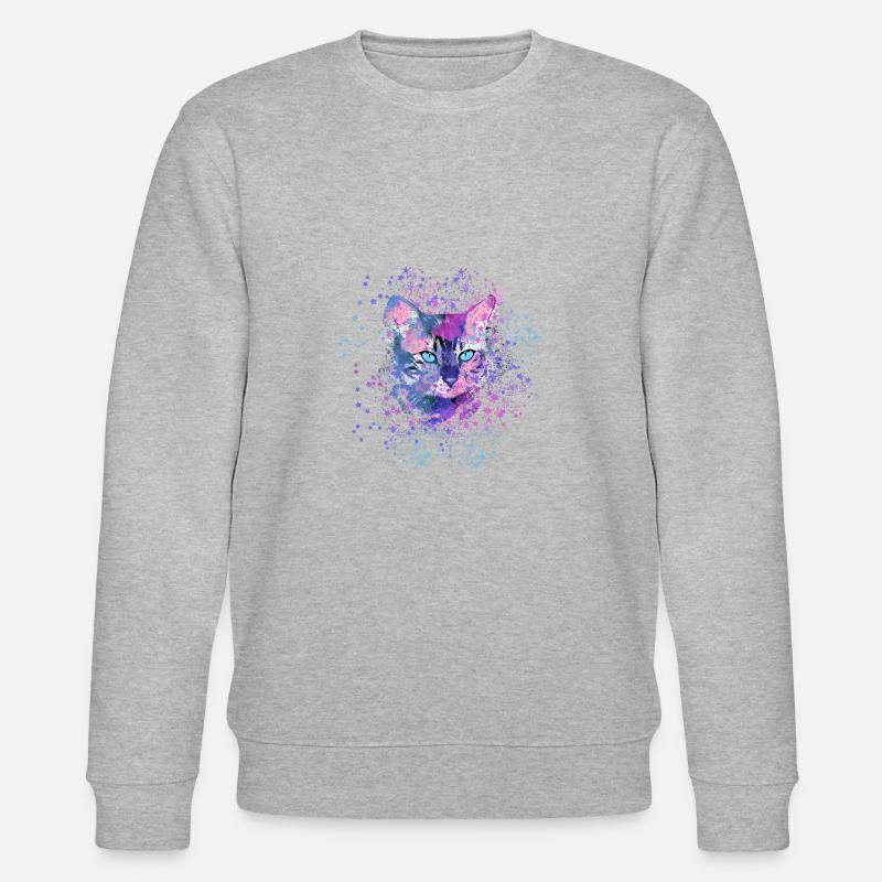 katze,bunt, Aquarell, kätzchen,sterne - Stanley/Stella Unisex Bio-Sweatshirt CHANGER  - Grau meliert