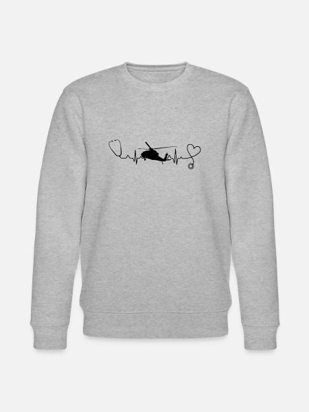 Helicopter Heartbeat Helicopter - Stanley/Stella CHANGER Unisex Organic Sweatshirt - heather grey
