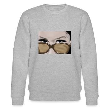 Über den Brillenrand - Stanley/Stella Unisex Bio-Sweatshirt CHANGER  - Grau meliert - Vorne - Nik (191cm) & Marisol (170cm)