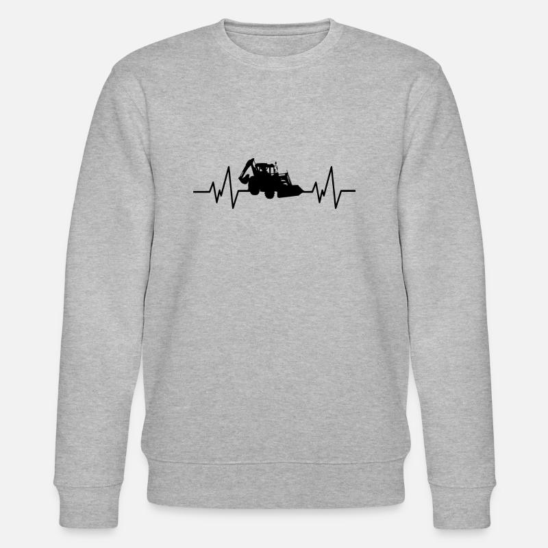 Bagger Bauarbeiter Herzschlag Baumaschine - Stanley/Stella Unisex Bio-Sweatshirt CHANGER  - Grau meliert