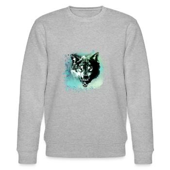wolf,blau,hund, husky,Hund, malerei,graffiti - Stanley/Stella Unisex Bio-Sweatshirt CHANGER  - Grau meliert - Vorne - Nik (191cm) & Marisol (170cm)