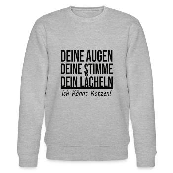 Deine Augen Deine Stimme Dein Lächeln - Lustig - Stanley/Stella Unisex Bio-Sweatshirt CHANGER  - Grau meliert - Vorne - Nik (191cm) & Marisol (170cm)