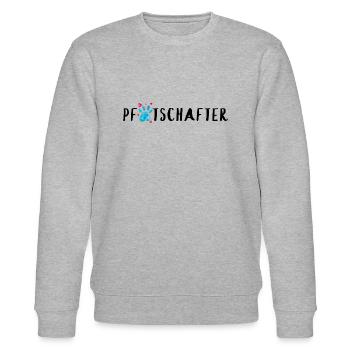 Pfotschafter - Pfote türkis mit roten Herzen - Stanley/Stella Unisex Bio-Sweatshirt CHANGER  - Grau meliert - Vorne - Nik (191cm) & Marisol (170cm)