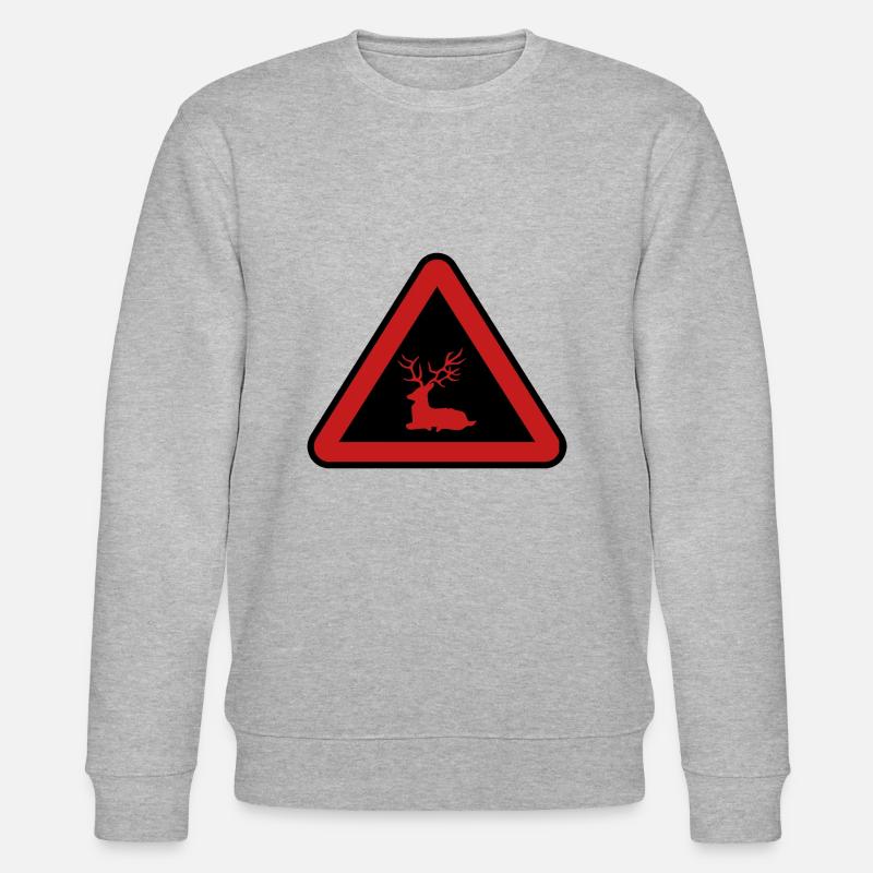 Cerf danger, Chasseur attention - Sweat bio CHANGER Stanley/Stella Unisexe - gris chiné
