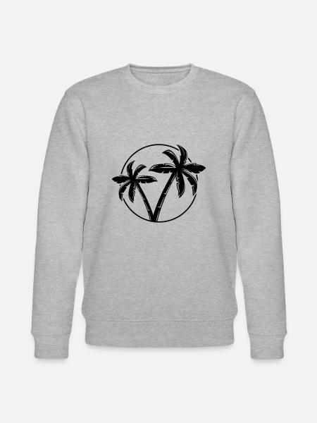 Palm Tree Silhouette Circle - Stanley/Stella CHANGER Unisex Organic Sweatshirt - heather grey