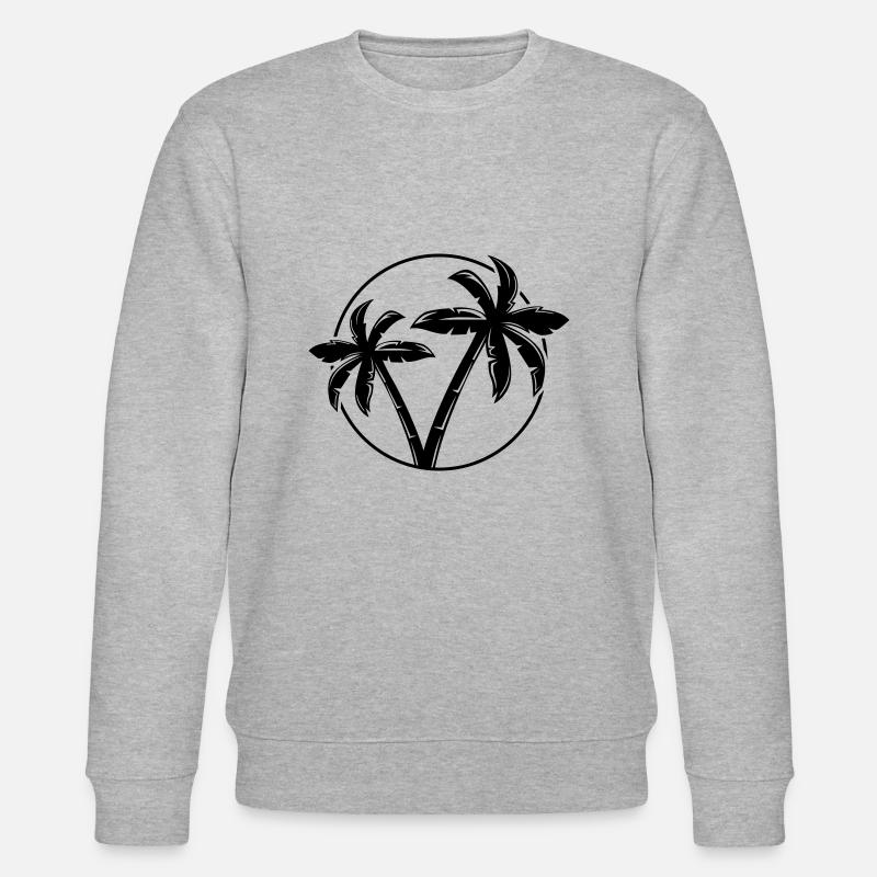 Palm Tree Silhouette Circle - Stanley/Stella CHANGER Unisex Organic Sweatshirt - heather grey