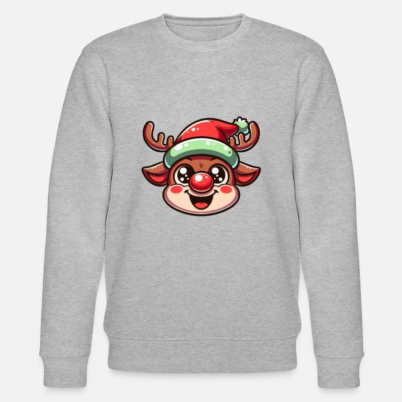 Renne de Noël avec chapeau - Sweat bio CHANGER Stanley/Stella Unisexe - gris chiné