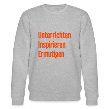 Teaching Inspiring Encouraging - Stanley/Stella CHANGER Unisex Organic Sweatshirt - heather grey - Front - Nik (191cm) & Marisol (170cm)