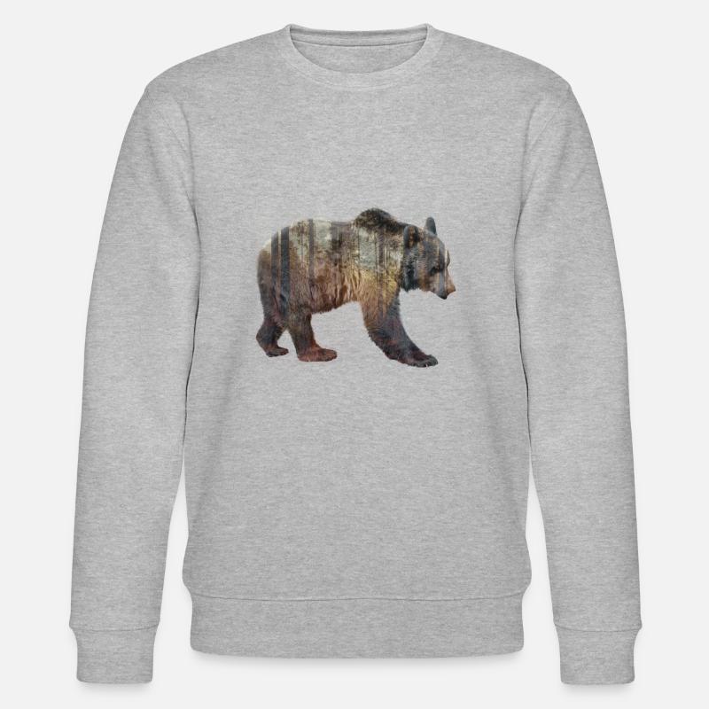 Bär im Wald - Stanley/Stella Unisex Bio-Sweatshirt CHANGER  - Grau meliert