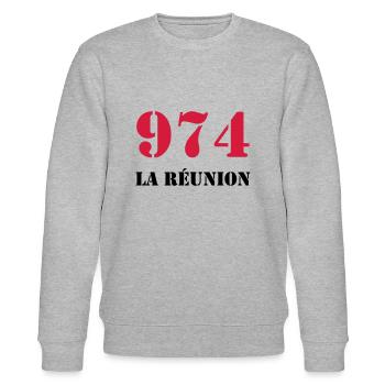 974 La Réunion - Sweat bio CHANGER Stanley/Stella Unisexe - gris chiné - Devant - Nik (191cm) & Marisol (170cm)