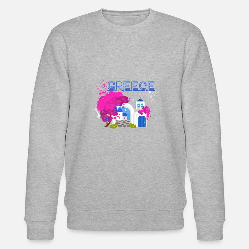 grèce,image,paysage,fleurs,collage,grèce - Sweat bio CHANGER Stanley/Stella Unisexe - gris chiné