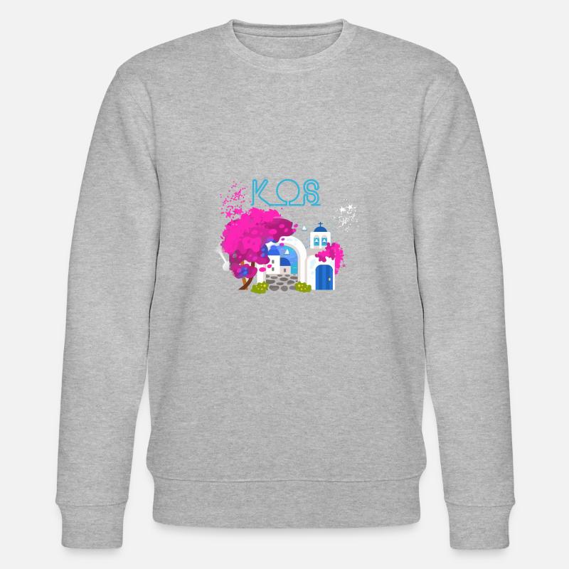 kos,greece,bild,landschaft,blumen,kollage - Stanley/Stella Unisex Bio-Sweatshirt CHANGER - Grau meliert