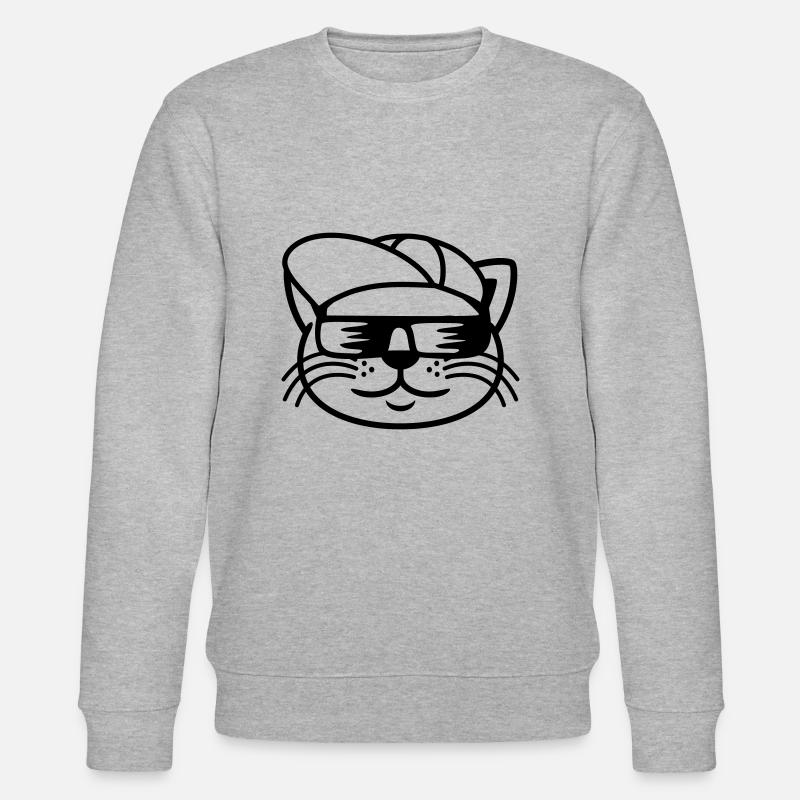Cool Sonnenbrille Katze Gesicht - Stanley/Stella Unisex Bio-Sweatshirt CHANGER  - Grau meliert