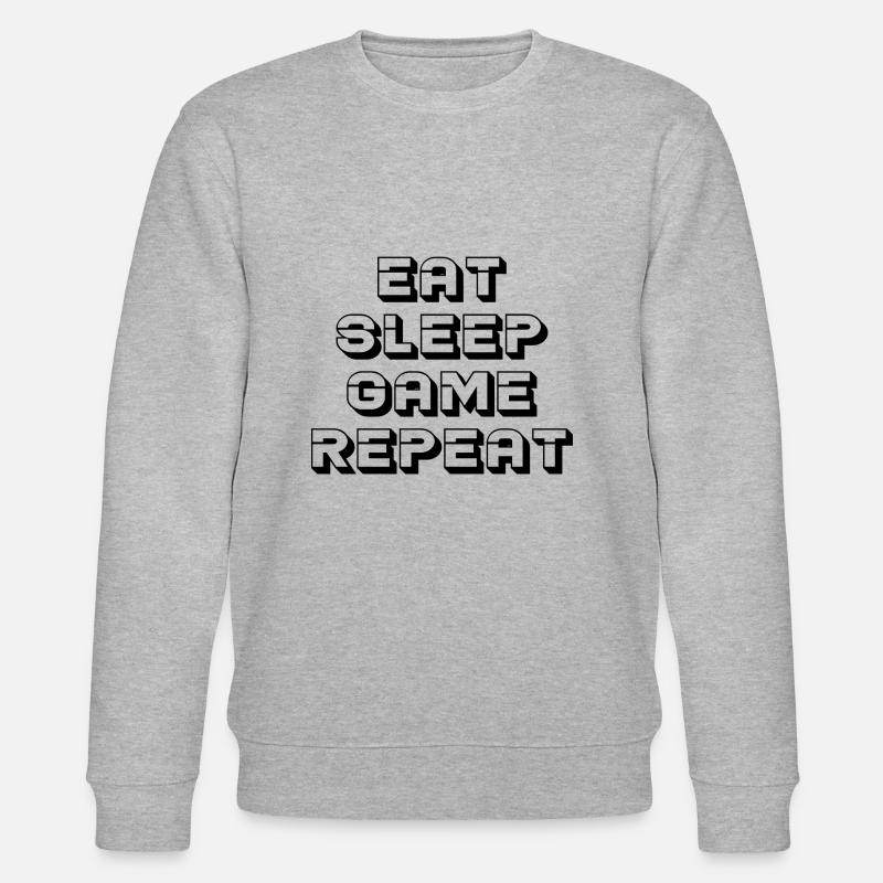 EAT SLEEP GAME REPEAT - Stanley/Stella Unisex Bio-Sweatshirt CHANGER  - Grau meliert