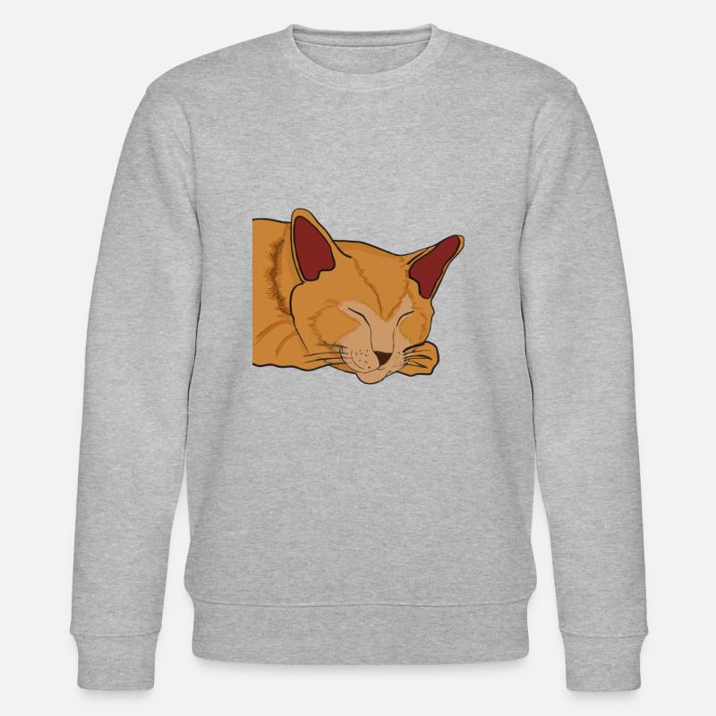 Sleeping Cat Illustration Gift - Stanley/Stella CHANGER Unisex Organic Sweatshirt - heather grey
