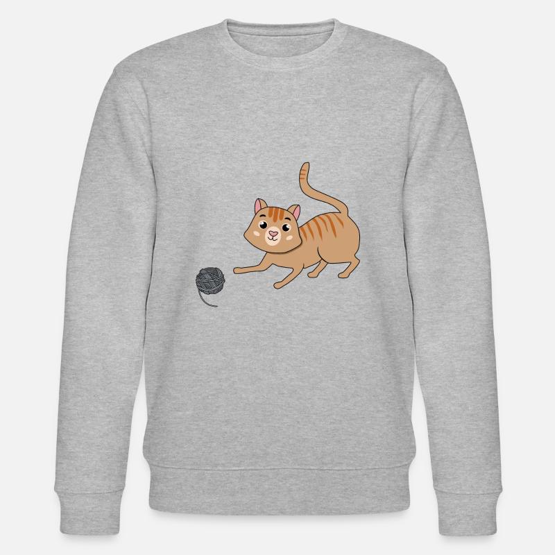 Katze mit Wolle - Stanley/Stella Unisex Bio-Sweatshirt CHANGER  - Grau meliert
