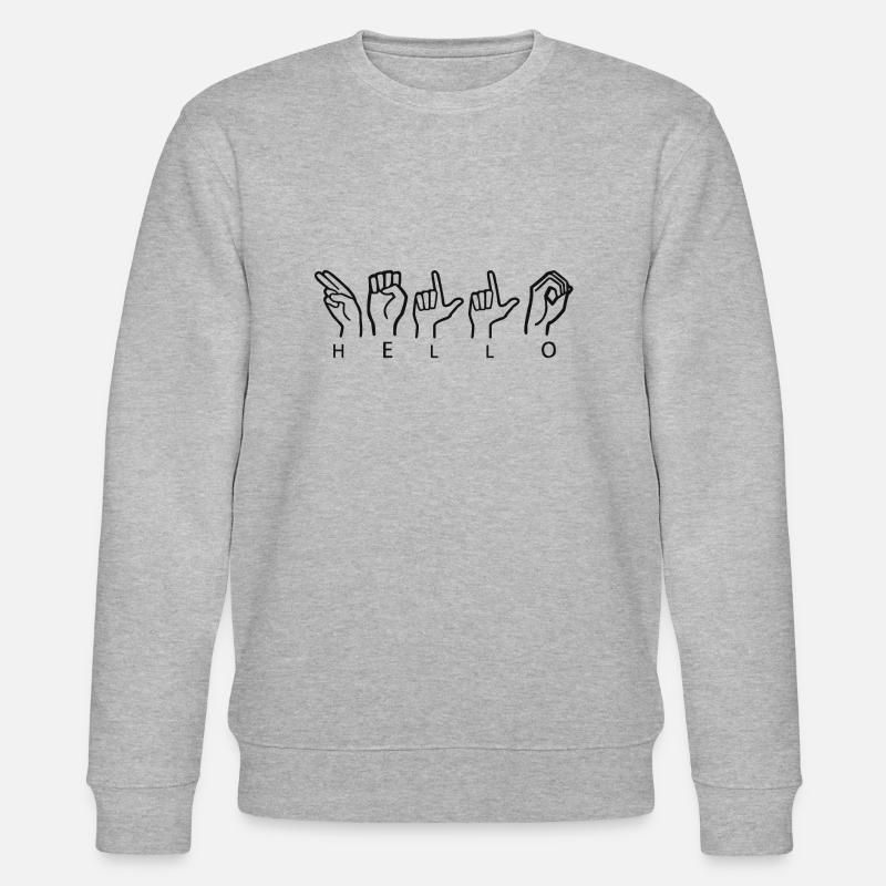 Zeichensprache Hello black - Stanley/Stella Unisex Bio-Sweatshirt CHANGER  - Grau meliert