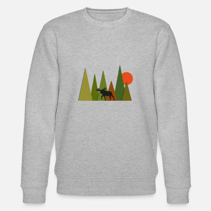 Elch im Wald - Stanley/Stella Unisex Bio-Sweatshirt CHANGER  - Grau meliert