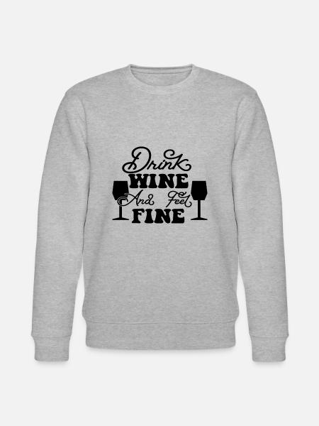 Drink Wine and Feel Fine - Stanley/Stella CHANGER Unisex Organic Sweatshirt - heather grey