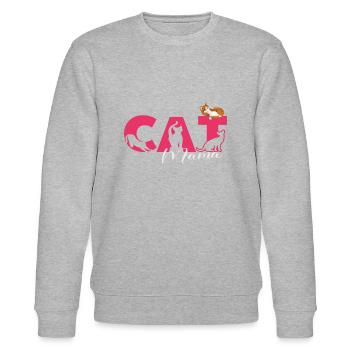 Cats lovers, Cat Mama - Stanley/Stella CHANGER Unisex Organic Sweatshirt - heather grey - Front - Nik (191cm) & Marisol (170cm)