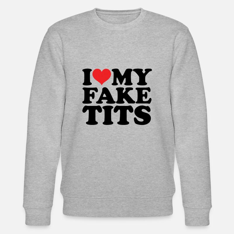 Künstliche Brüste Brustvergrößerung Brust Satire - Stanley/Stella Unisex Bio-Sweatshirt CHANGER  - Grau meliert