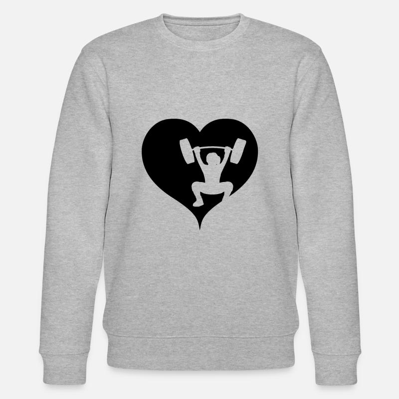 Gewichtheben Herz Geschenkidee - Stanley/Stella Unisex Bio-Sweatshirt CHANGER  - Grau meliert