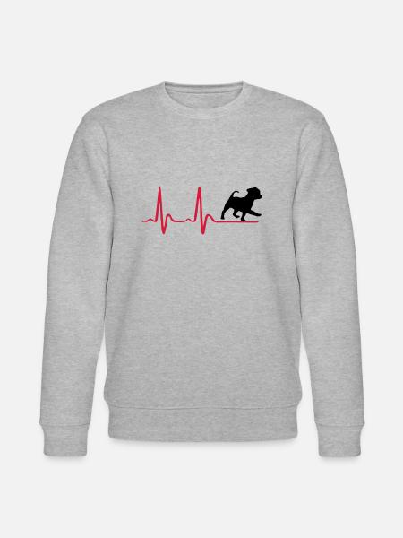 Heartbeat & cute dog - Stanley/Stella CHANGER Unisex Organic Sweatshirt - heather grey