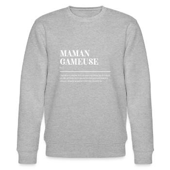 Maman Gameuse: Définition Drôle - Cadeau Fun - Sweat bio CHANGER Stanley/Stella Unisexe - gris chiné - Devant - Nik (191cm) & Marisol (170cm)
