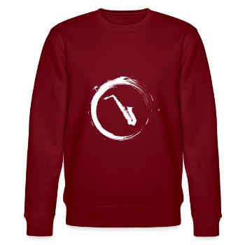 Saxofon - Stanley/Stella Unisex Bio-Sweatshirt CHANGER  - Burgunderrot - Vorne - Nik (191cm) & Marisol (170cm)