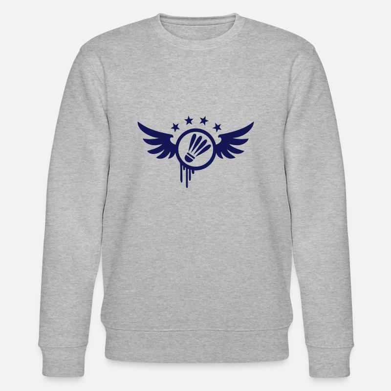 Badminton Emblem (Flügel) 01 - Stanley/Stella Unisex Bio-Sweatshirt CHANGER  - Grau meliert