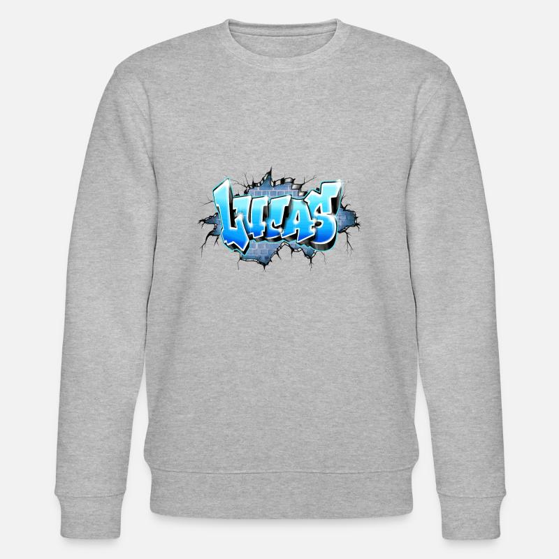 Lucas Graffiti Name - Stanley/Stella Unisex Bio-Sweatshirt CHANGER  - Grau meliert