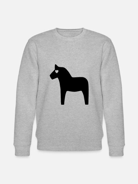 Dalarna Pferd Herz | Holzpferd Schwedisch - Stanley/Stella Unisex Bio-Sweatshirt CHANGER  - Grau meliert